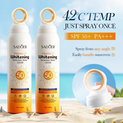 Organic Vitamin C SPF50+ Whitening and Refreshing Sunscreen Lotion/Spray for Dry Sensitive Skin Face Body Isolation Sunscreen