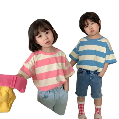 Spot Supply Baby Cotton Short Sleeve Baby Striped Original Short-Sleeved Top Summer T-Shirt for Kids