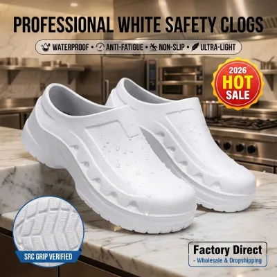 SRC Rated Non Slip Waterproof Kitchen Work Shoes 12H Shift Comfort Executive Cook Footwear Private Label