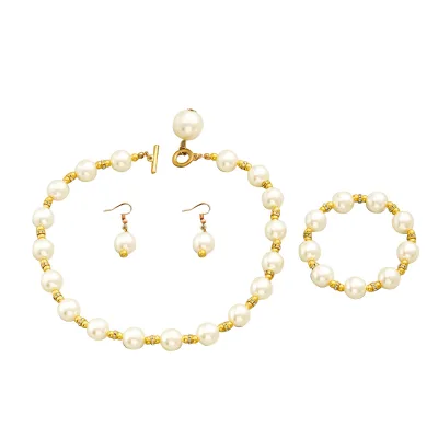 905 Brass and Pearl Jewelry Set for Bridals Fashion Jewelry Pearl Set Wedding Jewelry Set