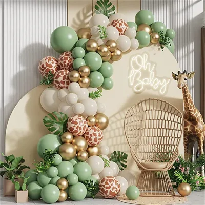 Avocado Animal Balloon Set Baby Bath Decoration Giraffe Pattern Balloon Chain