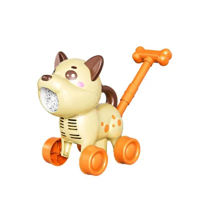 B/O Summer Dog Stroller Fun Plastic Auto Blow Bubble Toys for Kids with Lights