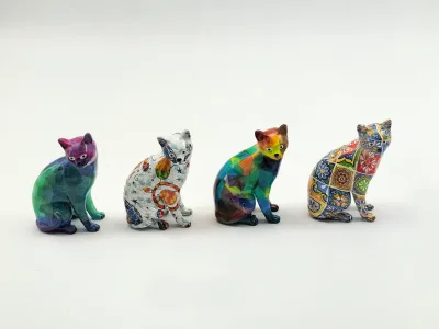 Wholesale Resin Cat Statues Water Transfer Print Hand Painted Mini Kitten Figurine Home Decor Tourist Gift