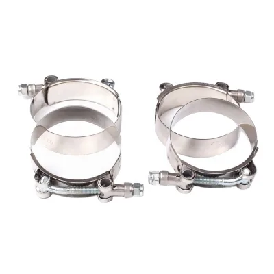 BJR Performance Parts Stainless Steel Polished Adjustable Heavy Duty Double T-Bolt Inch Clamp for Automotive Cars