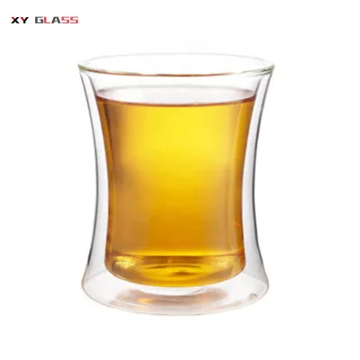 Classical Transparent Color Reusable Handmade Double Wall Glass Whiskey Cup