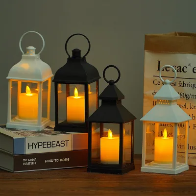 Vintage Lantern Decorative LED Flickering Flameless Candle Battery Powered LED Decorative Hanging Lanterns for Home Decor