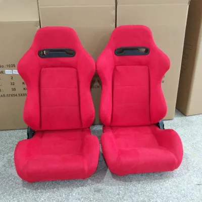 JBR1035 Universal Black Suede Red PVC Leather Sport Seat Single Adjustor Double Rails Racing Car Seats