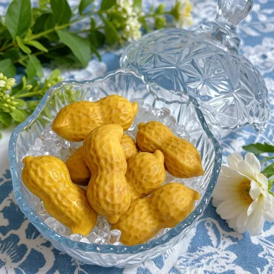 Wholesale Natural Crystal Crafts Crop Carving Yellow Aventurine Peanut Shape Carving Yellow Jade Peanut for Resell