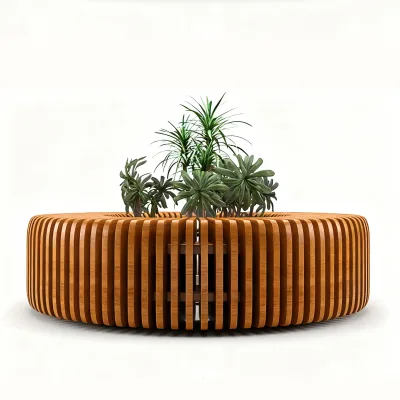 Y491 Modern Artistic Ribbon Wooden Weather Resistant Bench Seat for Hospital Outdoor Park Gym Commercial Settings
