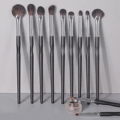 12pcs High Quality Soft Goat Hair Eye Blending Makeup Brush Smudge for Eye Custom logo Private Label Precise Eye Brow Set Brush