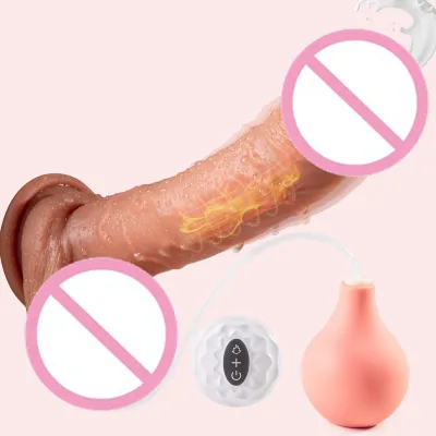 Vibrating Squirting Realistic Dildo 7 Vibration Modes,Adult Toy Simulated Ejaculation Penis with Enema Ball for Women's Pleasure