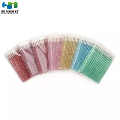 Hanheng 50pcs Customize Logo Crystal Shine Plastic Handle Tpee Flock Lip Brush Applicator Disposable for Lip Gloss Lip Balm