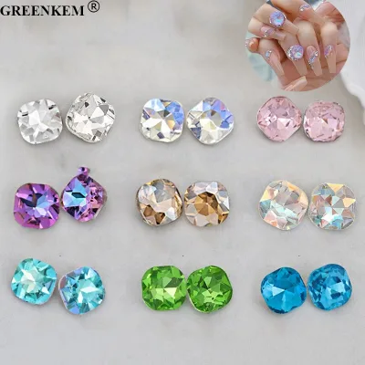 10pcs Bag 8MM Irregular Nail Diamond Charms Square Super Flash Color Pointed Bottom Crystal Nail Decoration Diamond Nail Charms