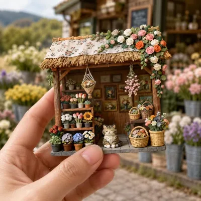 Pastoral Flower Shop Creative Resin Stereo Relief Magnetic Refrigerator Sticker Refrigerator Decoration Accompanying Ceremony