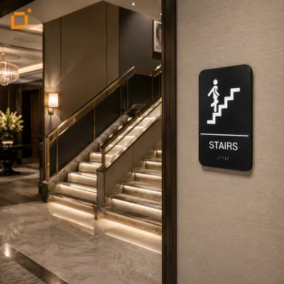 Durable Staircase Elevator Sign Low Vision Friendly prEN18156 Standard Tactile Sign for Office Hospital Commercial Building