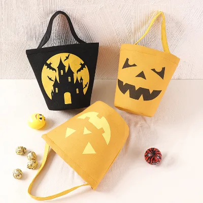 Halloween Cotton Candy Storage Handbag Portable Cartoon Canvas Festival Gift Bag with Multiple Patterns