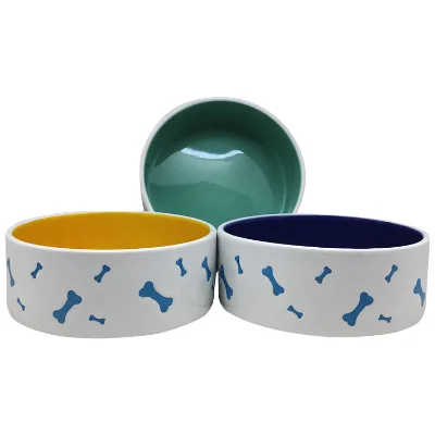 OEM Factory Directly 6" Dog Food Bowls Luxury Custom logo Ceramic Pattern Cat Pet Bowl Rounded Ceramic Pet