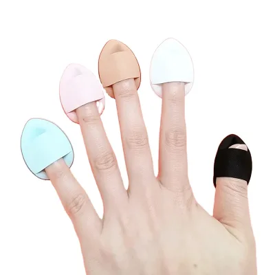 Custom Logo Mini Finger Puffs Latex Free Washable Fingertip Air Cushion for Face Powder Finishing Makeup Tool