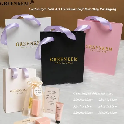 Customized Nail Art Christmas Gift Packaging Bag with Hot Stamping Logos Exquisite Hand-held Gift Bags