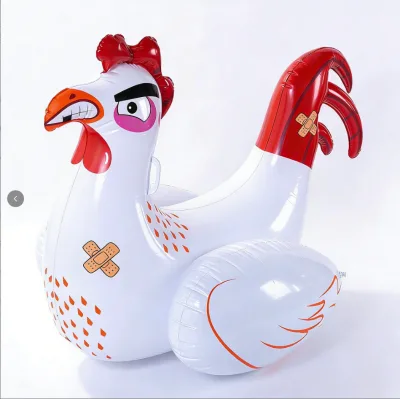 Factory Direct PVC Inflatable Rooster, Turkey & Hen Water Ride-ons for Pool & Beach