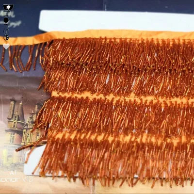 Hot Sell DIY Handmade Champaign Gold Beaded Trimming Fringe for Party Dress
