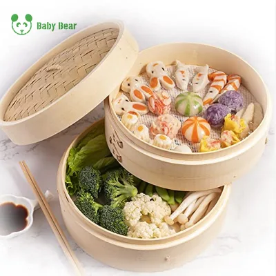 Hot Selling Bamboo Steamer Customized logo Dumpling Basket Food Steamers