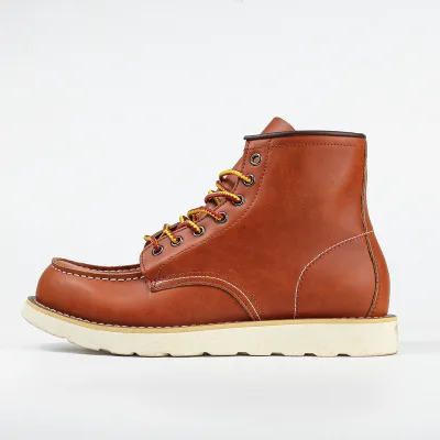 American Men's Western Leather Boots Vintage Mark Hand-stitched Fashion Comfortable Work Boots