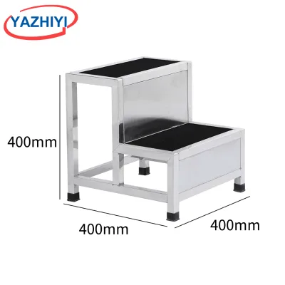 YAZHIYI Stainless Steel Foot Stool Non Slip Rubber Mat Medical Double Tier Step Stool For Hospital Clinic Exam Room Patient Use