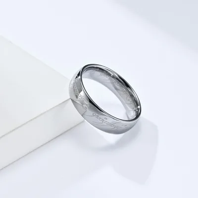 Fashion New Lord of the Finger Rings Cool Inside and Outside Letter Gothic 3D Engraving Spanish Sanskrit Hip-hop Ring Boys