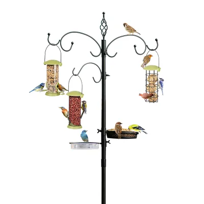 22 Inch Wide X 92 Inch Tall Metal Hummingbird Feeding Station Kit Wild Bird Feeder Pole with Tray
