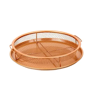 2pcs Round Non-Stick Coating Copper Crisper Baking Tray