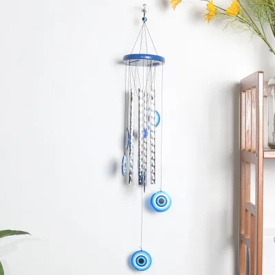 evil eye wind chime gently rings with the wind its clear and crisp sound bringing tranquility and peace