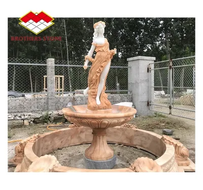 Garden Decoration Figure Fountain Roman Figure Lady Marble Water Fountain with Figure Statue