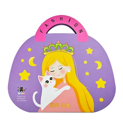 New Princess Makeup Bag Diamond Sticker Girl Quiet Book Handmade DIY Princess Dress up Children's Toy