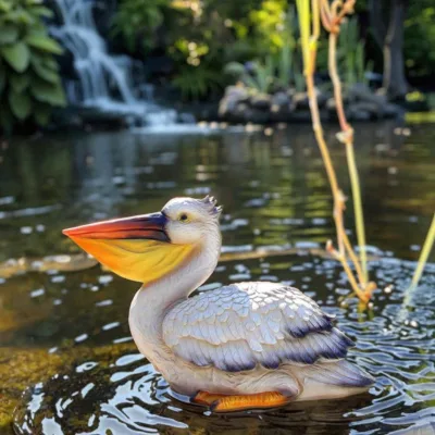 19.5\" Life-Size Pelican Statue Bird Sculpture Garden Decoration Resin Crafts Artificial Resin Bird Sculpture Big Resin