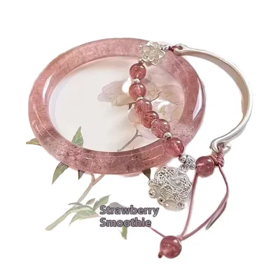 New Chinese Style Hand String Bracelet Peace Lock Tassel Cool Ancient Style Featuring Alloy Pearl Stone Jade Bangle for Women