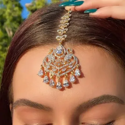Fancy Day Diamond Forehead Hair Accessories Jewelry Crystal Chain Boho Grecian Bridal Hair Bridesmaid Cubic Zirconia CZ Handmade