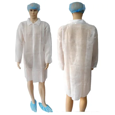 Non Woven Disposable Lab Coat Visitor Gown Disposable Nonwoven Long Lab Dressing Coat S M L XL 2XL