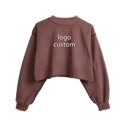 Wholesale Custom Women's Loose Fit Crop Sweatshirt Anti-Wrinkle Eco-Friendly Anti-Pilling Streetwear Spring Plain Dyed