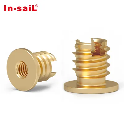 Brass Self-Tapping Threaded Inserts With 4-20 6-32 8-32 M2 M3 M5 M6 M8 for Plastic Metal Wood