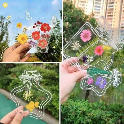 Handmade DIY Transparent  Beautiful Flower Page Bookmark Transparent Dried Flower Bookmarks