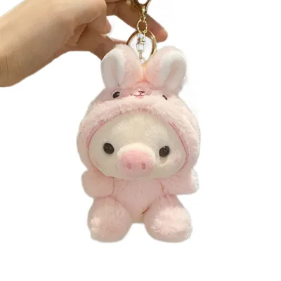 Cute Cross Dressing Cartoon Pig Plush Keychain Pendant Trendy Cool Cloth Doll Bag for Hanging Gift Original Design Product