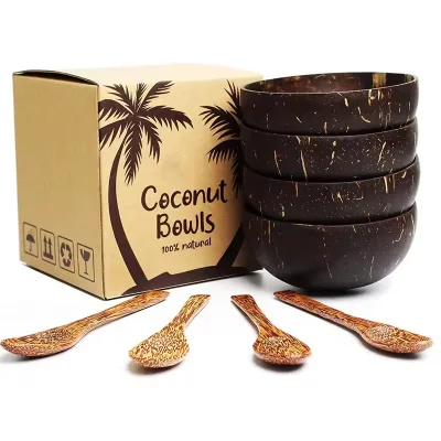 Handcraft Engraved Bamboo Coconut Bowls Wholesale Coconut Shell Engraved Bowl