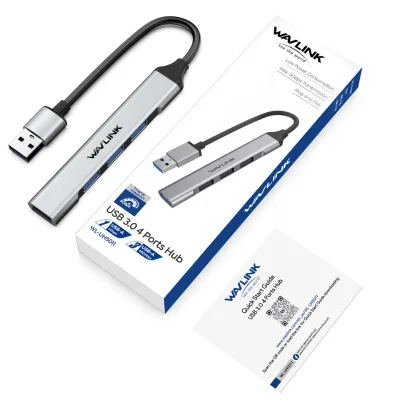 WAVLINK Aluminum Alloy 4-Port USB 3.0/2.0 Hub Portable USB Splitter for MacBook Pro/Air Compatible Ethernet