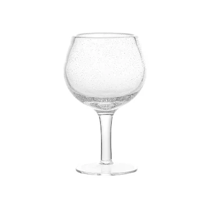 Stemmed drinking glass with bubble design for drinking water,juice,liquor,goblet gin glass for home,restaurant,bar