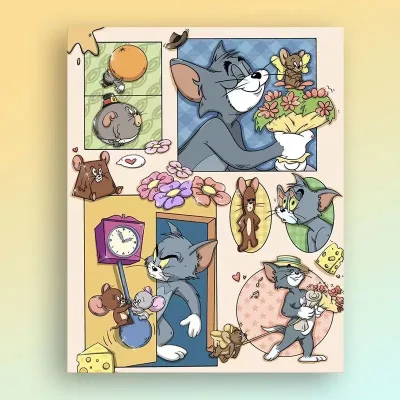 DIY Cartoon Hand Painted Anime Oil Painting	 Canvas Painting Frame for Student