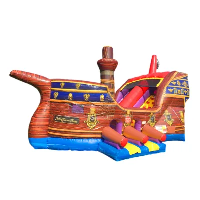 Commercial Inflatable Pirate Ship Combo Slide Bounce House Bouncy Castle with Jumping Pirateship Inflatable Boat
