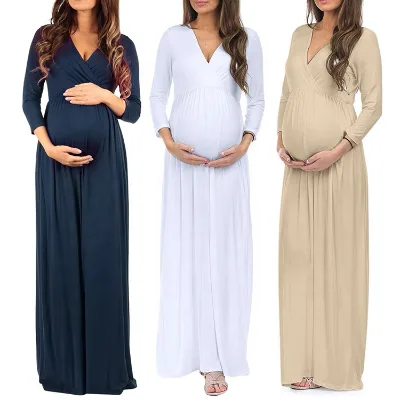 Customized Soft Cotton Women Cloth Pajamas Maternity Nightgown Breastfeeding Nightdress for Pregnant Women Nightgowns Long Dress