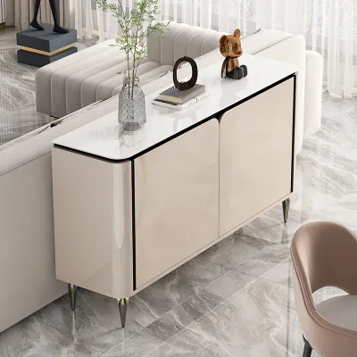Modern Luxury Shoe Cabinet Entryway Furniture High Gloss Storage Sideboard with Sintered Stone Top