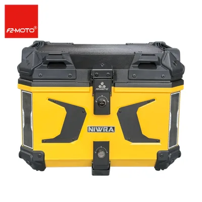 45L Horned Yellow ABS Motorcycle Tail Boxes Delivery Box Aluminum Motorcycle Top Box